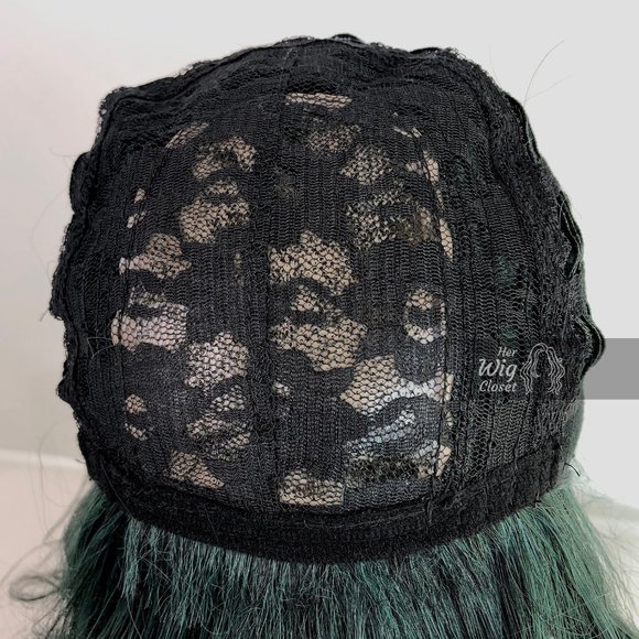 12" Pastel Dark Green Wavy Wig with Bangs |Polaris - Picture 6 of 9
